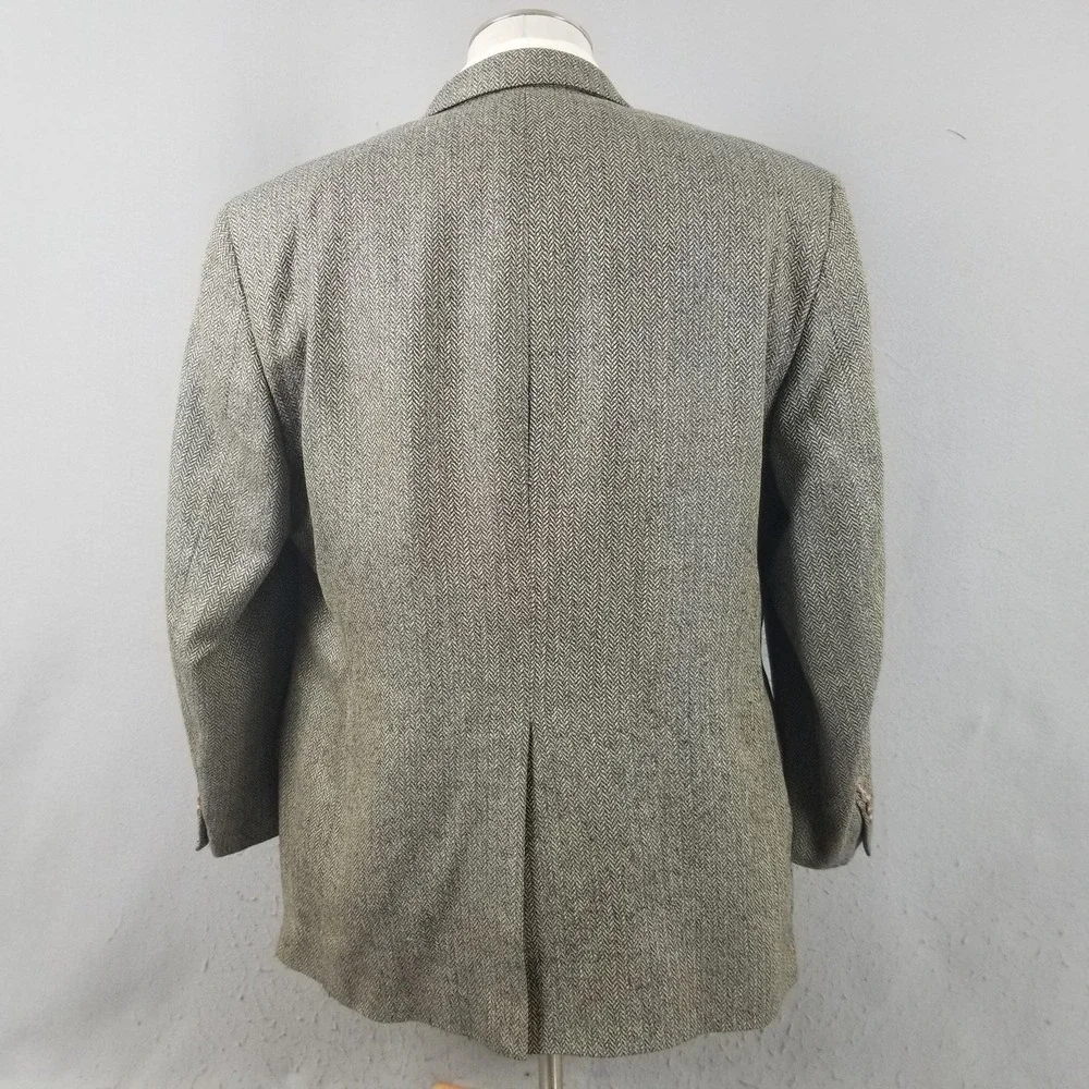 Brooks Brothers Blazer Mens 46R Gray Herringbone Wool Tweed Sport‎ Coat USA